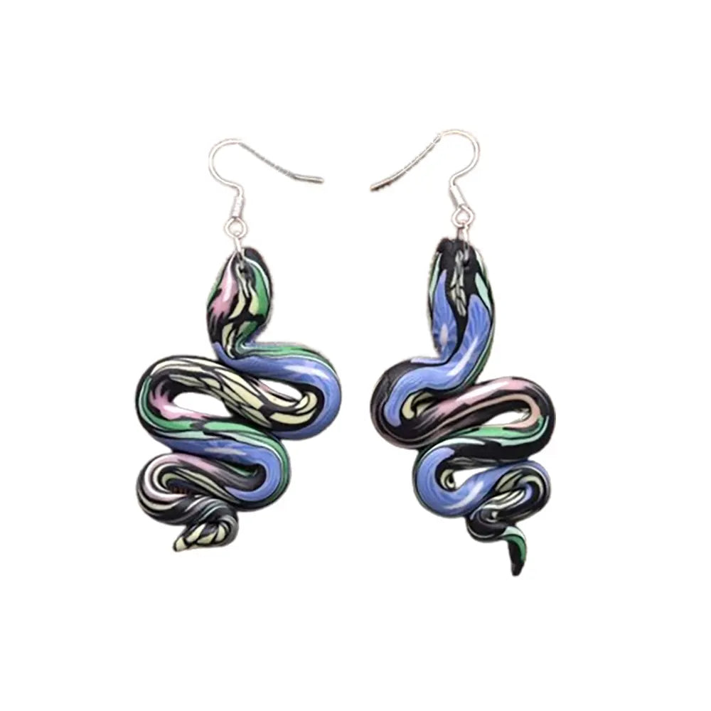 Polymer Clay Snake Earrings Blue and Black Snakes Store™