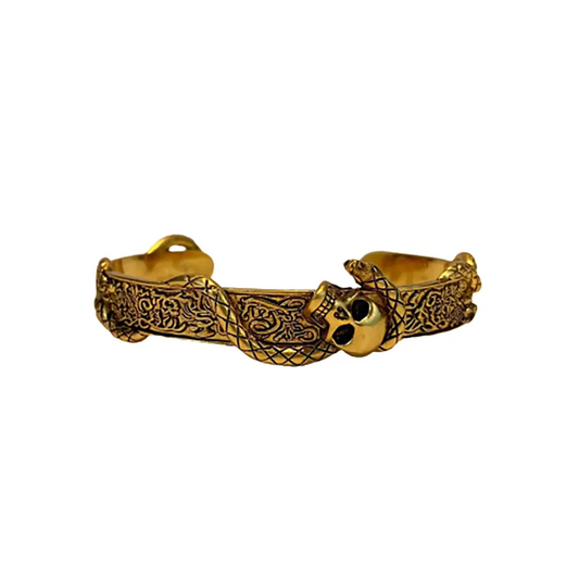 Python Skin Skull Bracelet Gold Snakes Store™