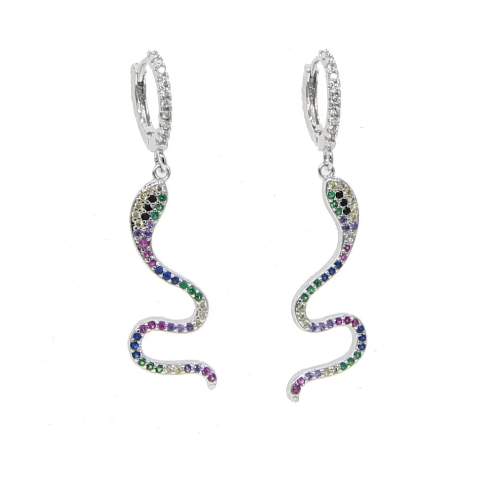Rainbow Snake Earrings Platinum Multicolour Snakes Store™