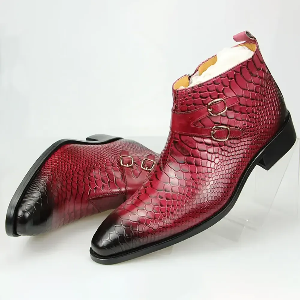 Red snakeskin boots deals