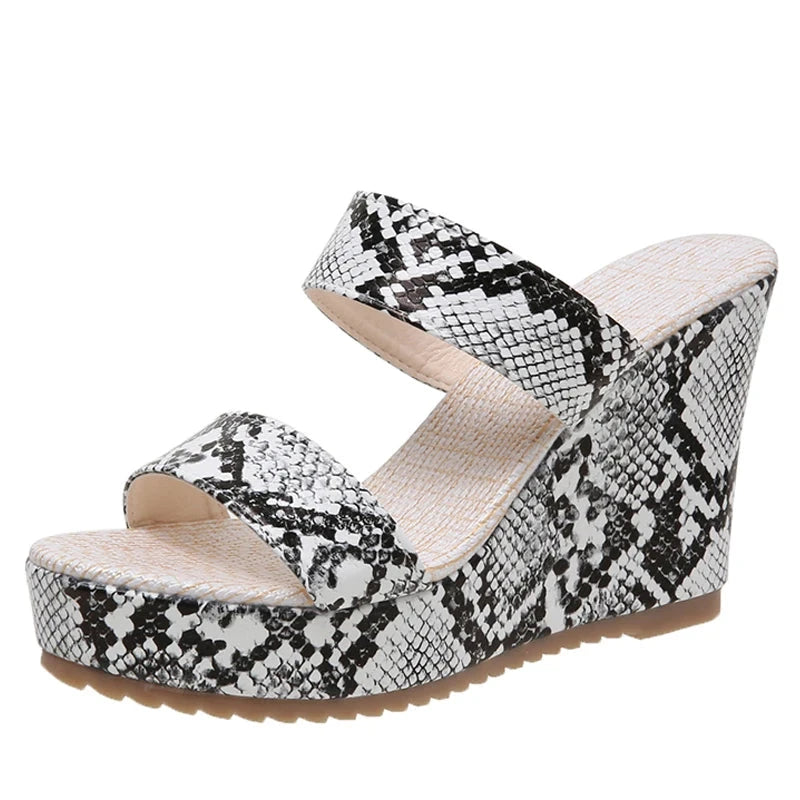 Snakeskin Platform Wedges White Snakes Store