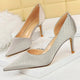 Snakeskin Pointed Toe Pumps Sliver Snakes Store