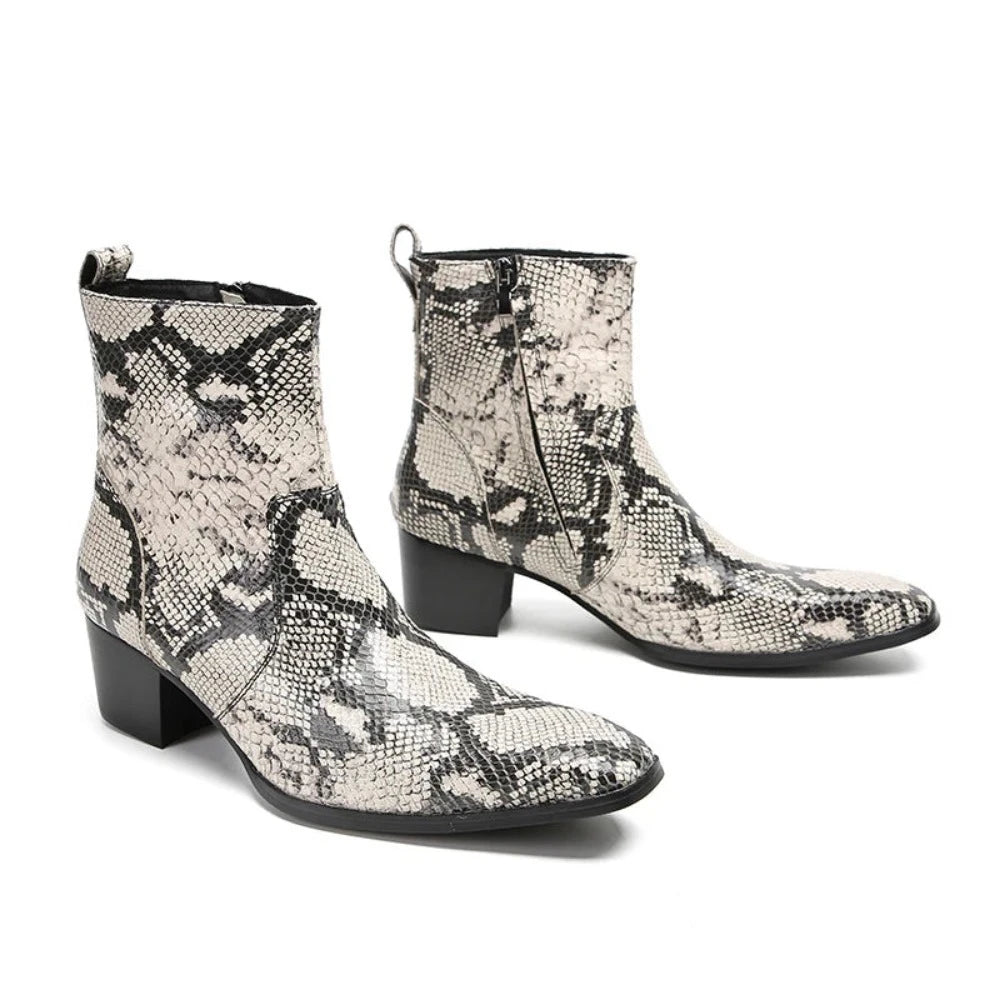 Black And White Snakeskin Boots