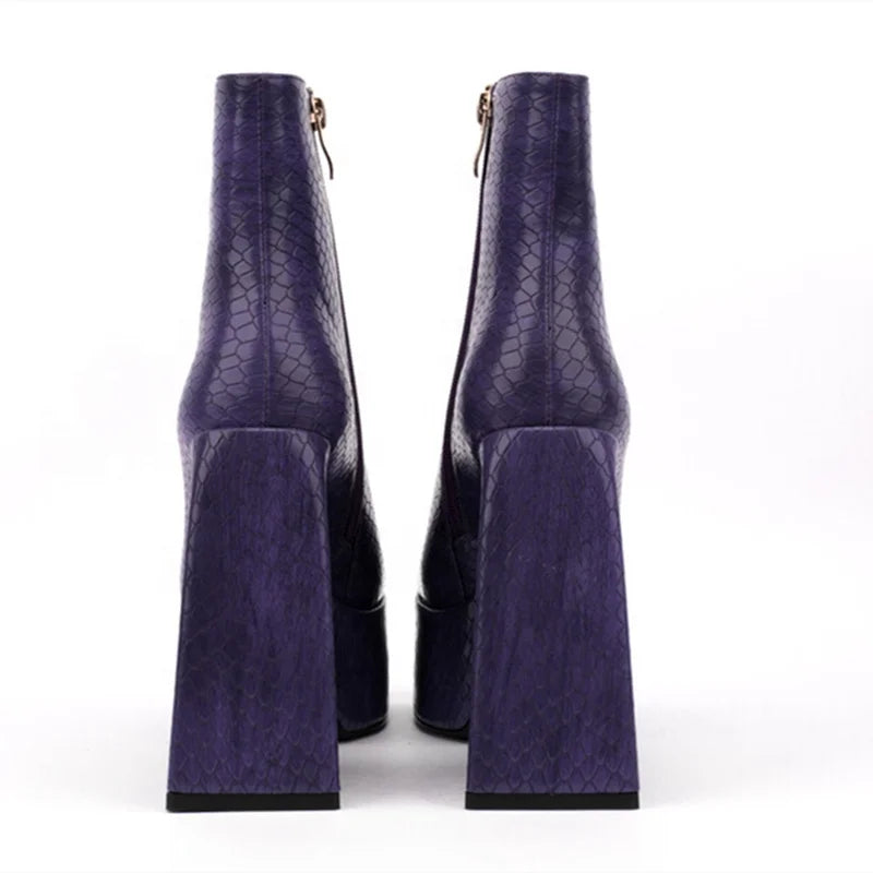 Purple Snakeskin Booties Snakes Store