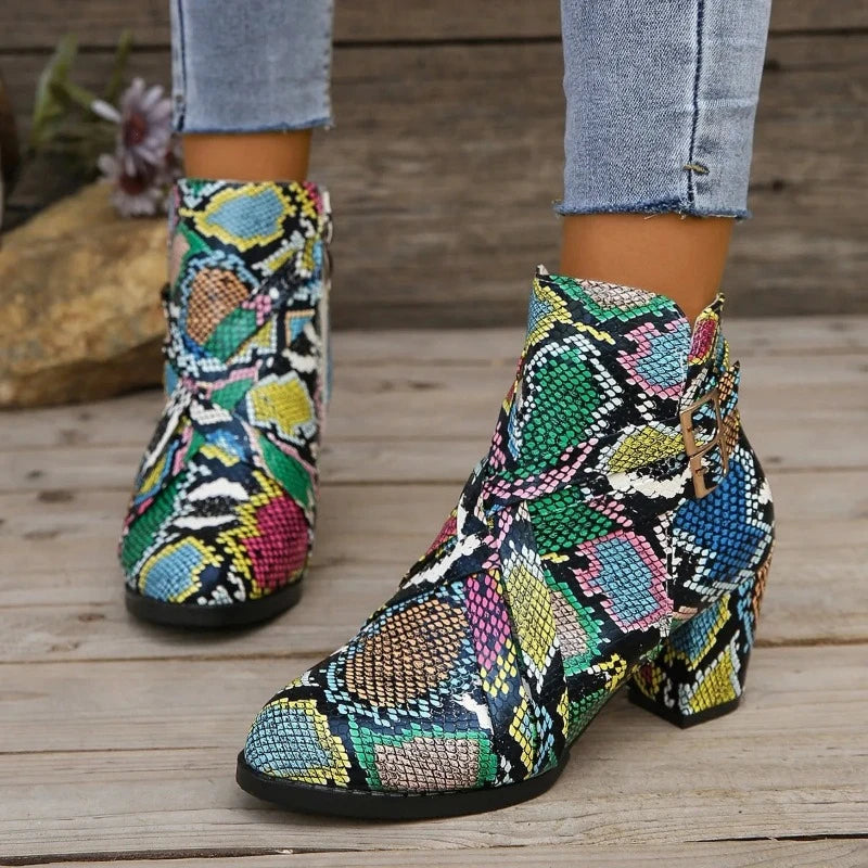 Buckle Snakeskin Booties Snakes Store