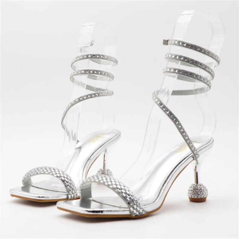 Wrap Around Snake Heels Silver Snakes Store