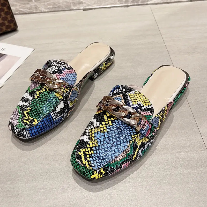 Snakeskin Flat Mules Snakes Store