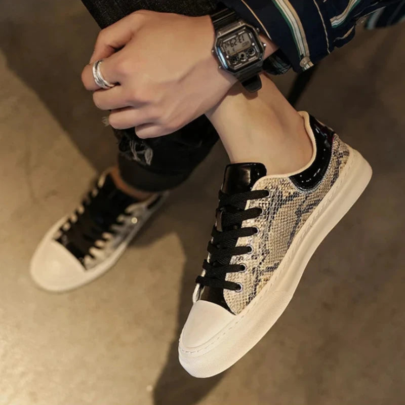 Snakeskin Lace Up Sneakers Snakes Store