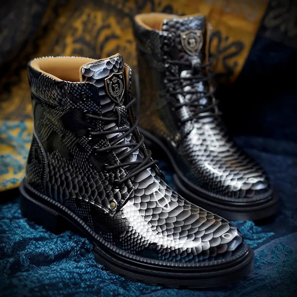 Round Toe Snakeskin Boots Snakes Store