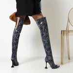 Blue Snakeskin Thigh High Boots - Vignette | Snakes Store