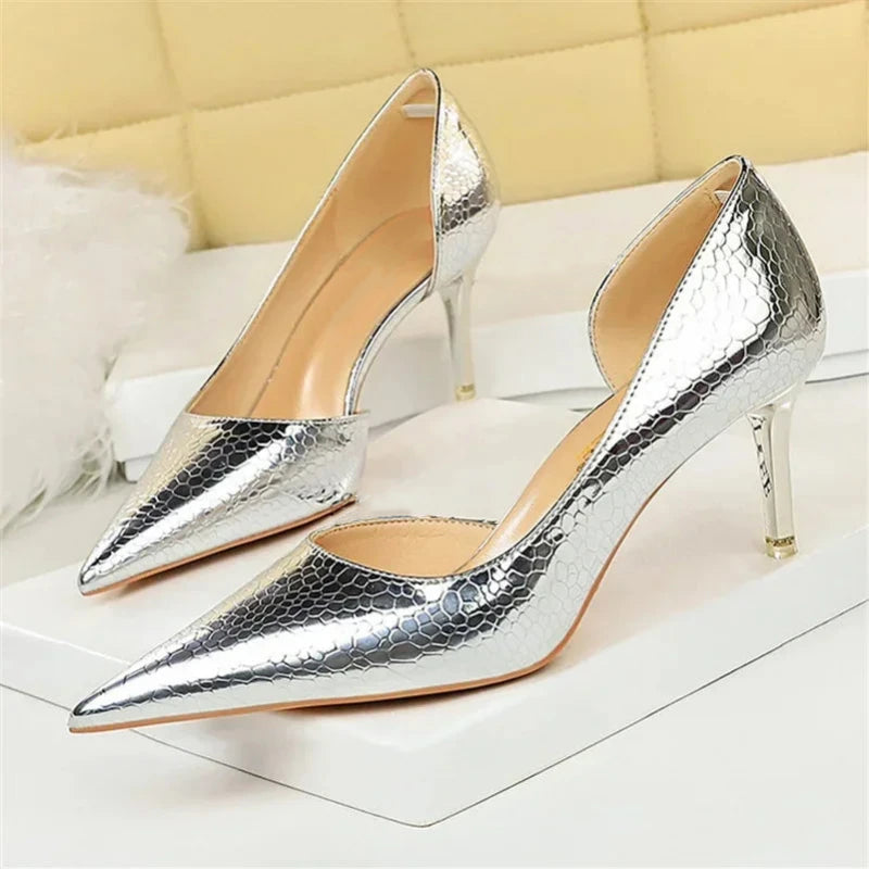 Silver Snakeskin Pumps Silver Snakes Store