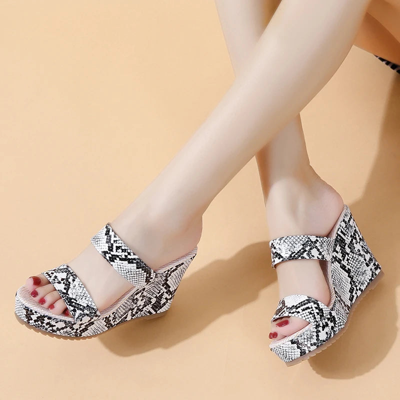 Black and White Snake Skin Sandals Snakes Store