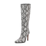 Faux Snakeskin Knee High Boots - Vignette | Snakes Store