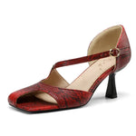 Snakeskin Sandals Low Heel - Vignette | Snakes Store