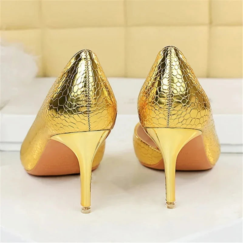 Gold Snakeskin Pumps Snakes Store