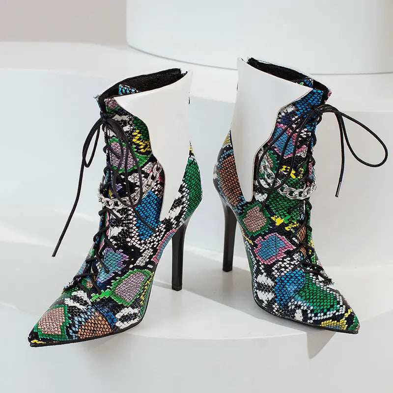 Snakeskin Stiletto Booties Snakes Store