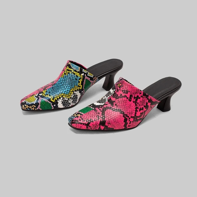 Pink Snakeskin Mules Pink Snakes Store