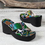 Multicolor Snakeskin Wedges - Vignette | Snakes Store