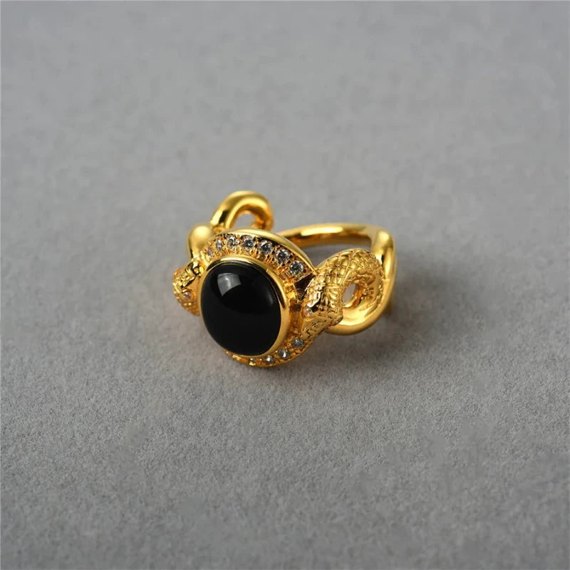 Black and Gold Snake Ring Snakes Store