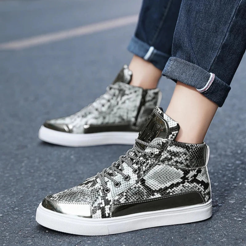 Black and White Snakeskin Sneakers Snakes Store