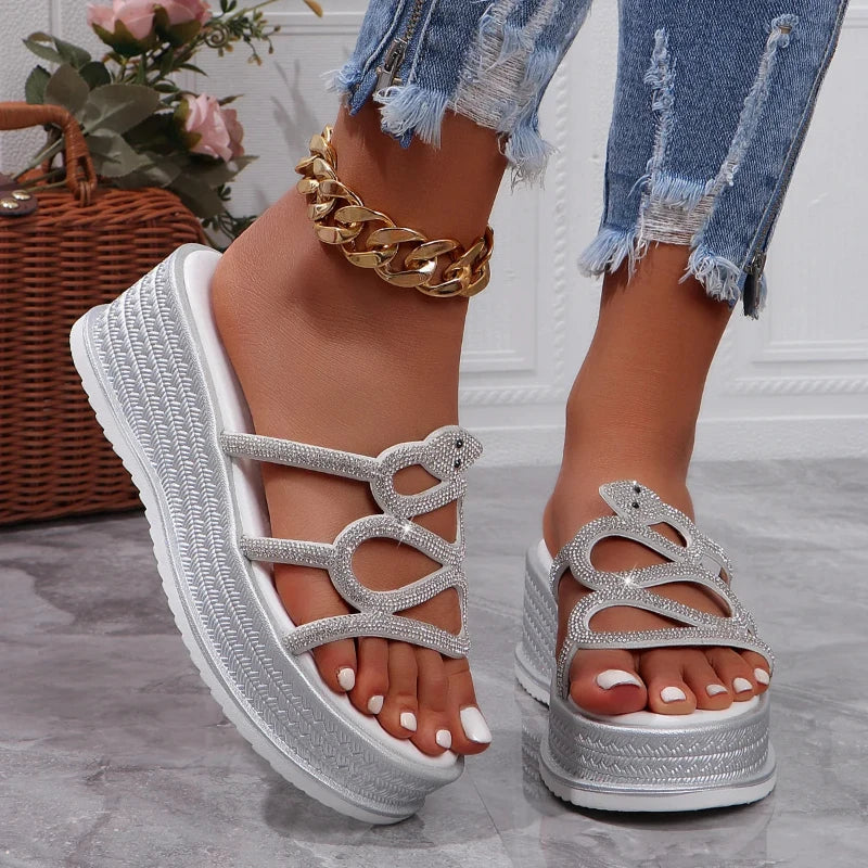 Grey Snakeskin Wedges Snakes Store