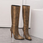 Brown Snakeskin Knee High Boots - Vignette | Snakes Store