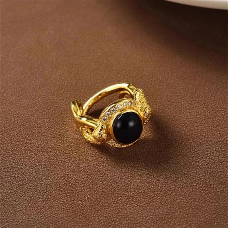 Black and Gold Snake Ring Brass Gold Snakes Store