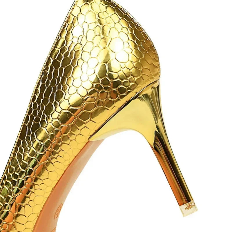 Gold Snakeskin Pumps Snakes Store