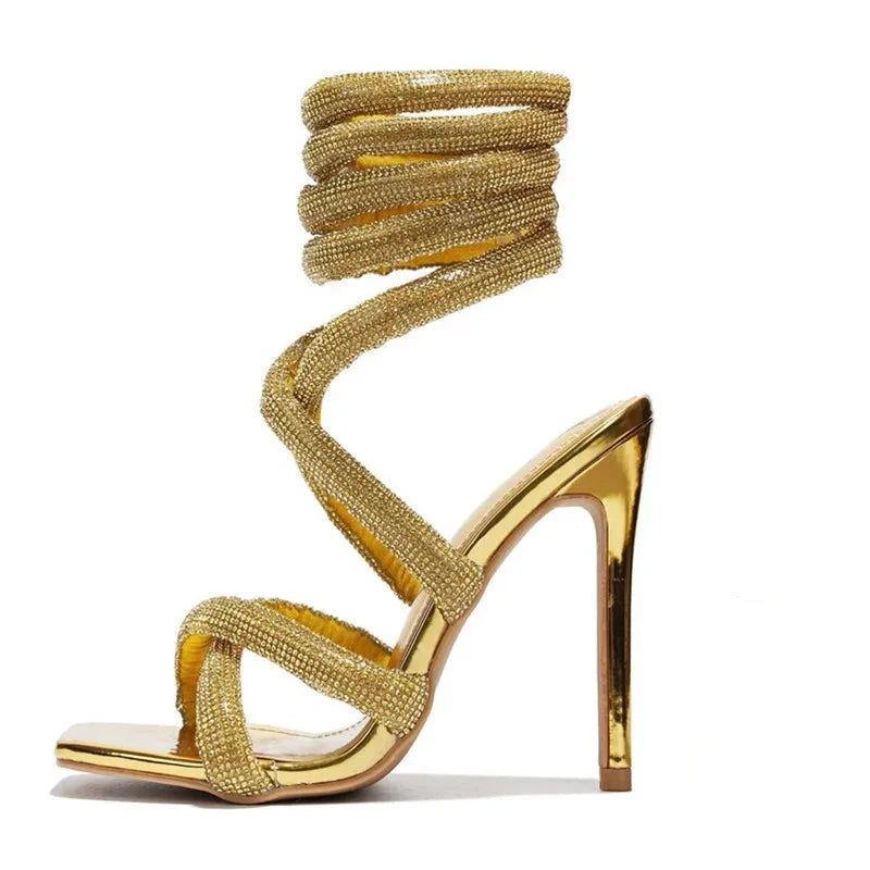 Rhinestone Snake Sandals Gold Snakes Store