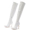 White Snakeskin Thigh High Boots