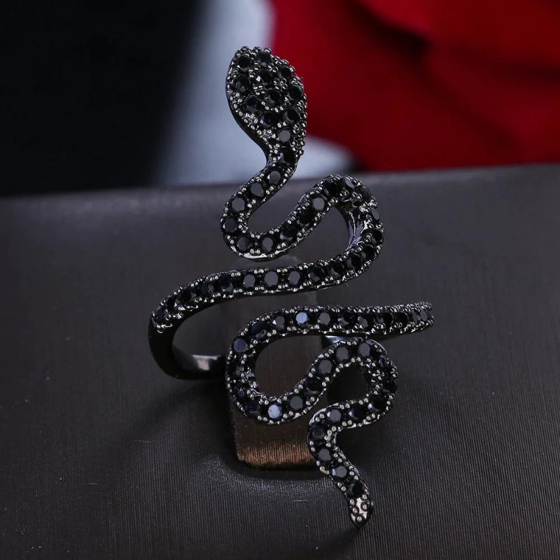 Black and White Diamond Snake Ring Snakes Store