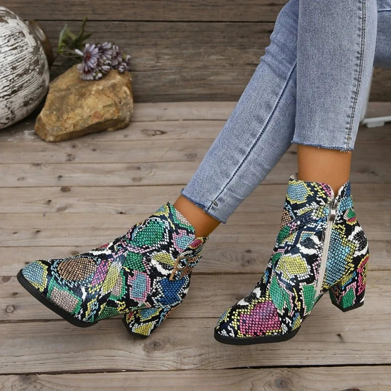 Buckle Snakeskin Booties Snakes Store