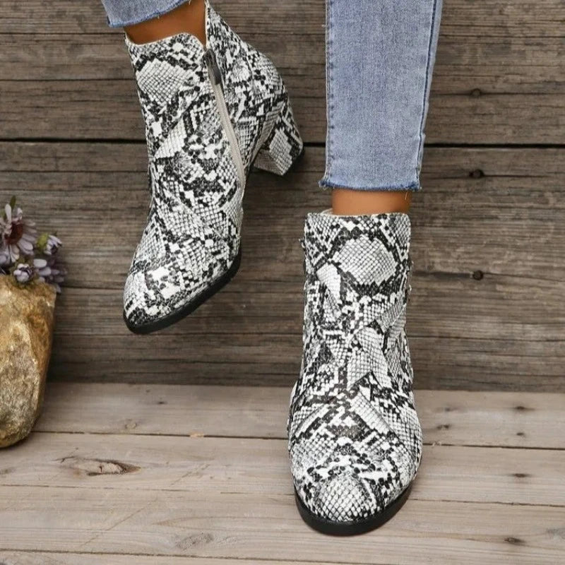 Buckle Snakeskin Booties Snakes Store