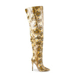 Yellow Snakeskin Thigh High Boots - Vignette | Snakes Store