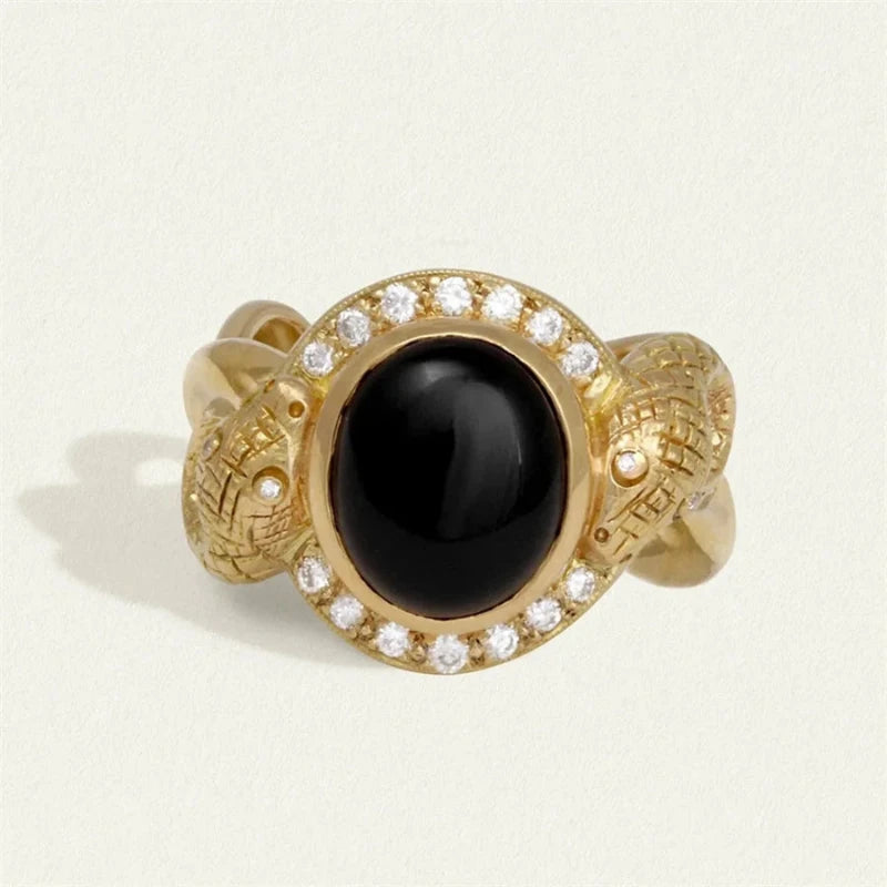 Black and Gold Snake Ring Snakes Store