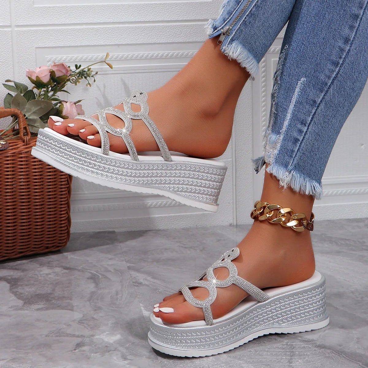 Grey Snakeskin Wedges Snakes Store