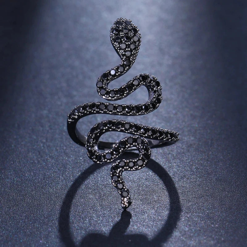 Black and White Diamond Snake Ring Snakes Store