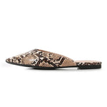 Brown Snakeskin Flat Mules - Vignette | Snakes Store