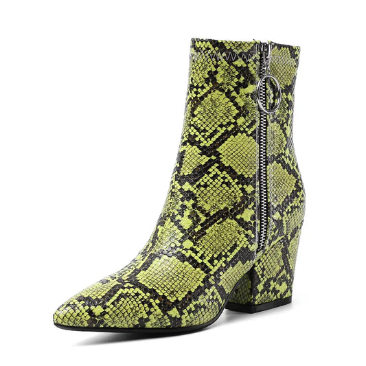 Yellow Snakeskin Booties