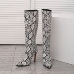 Faux Snakeskin Knee High Boots - Vignette | Snakes Store