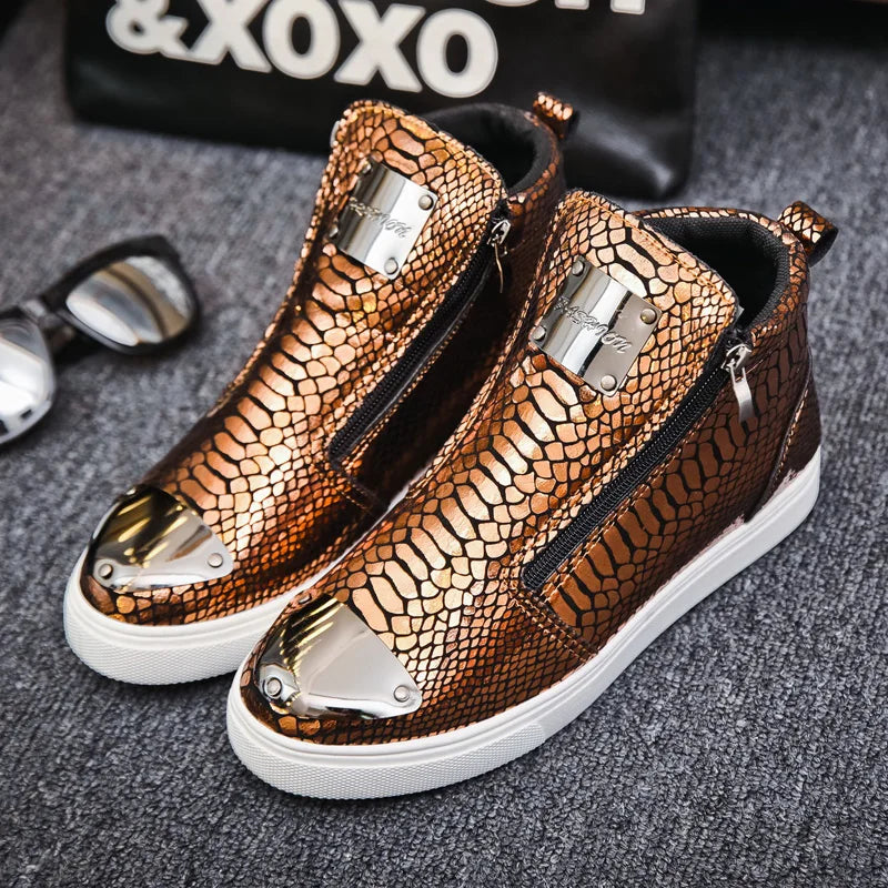 Gold Snakeskin Sneakers Gold Snakes Store