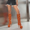 Orange Snakeskin Knee High Boots Orange Microfiber Snakes Store