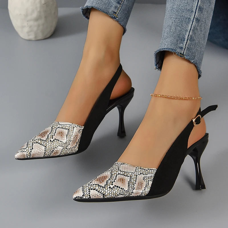 Snakeskin Slingback Heels Snakes Store