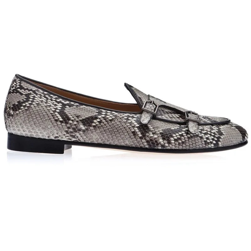 Grey Snakeskin Loafers Snakes Store