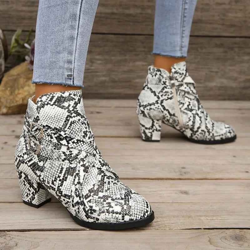 Buckle Snakeskin Booties Snakes Store