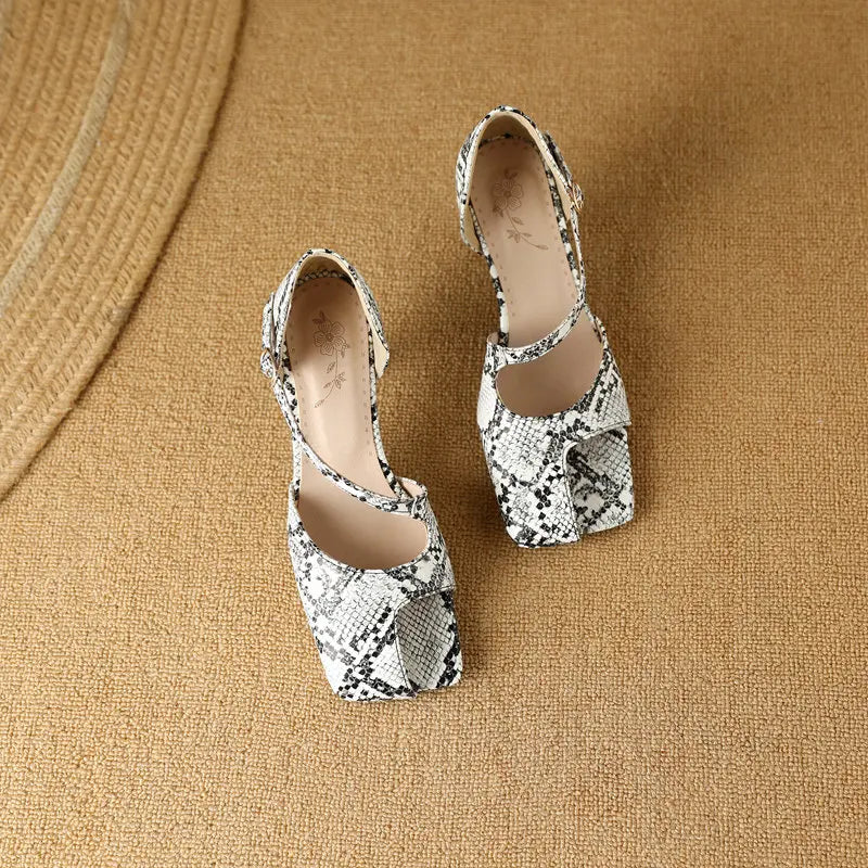 Snakeskin Sandals Low Heel Snakes Store