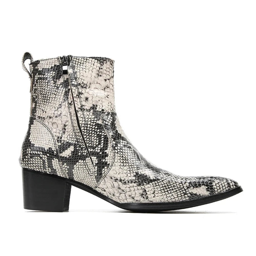 Black And White Snakeskin Boots