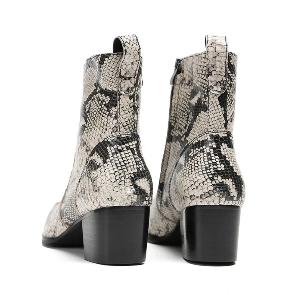 Black And White Snakeskin Boots