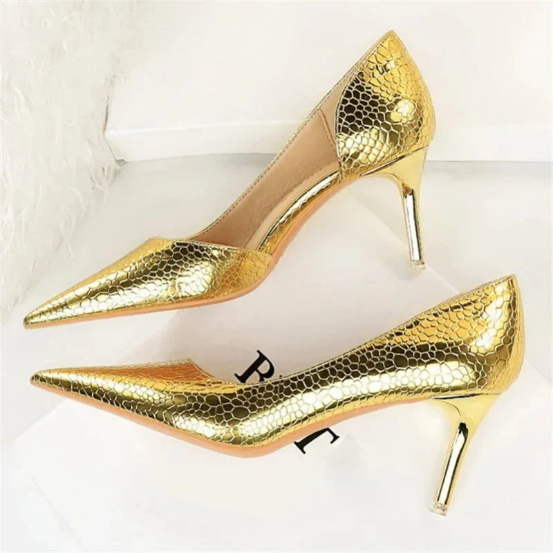 Gold Snakeskin Pumps Snakes Store