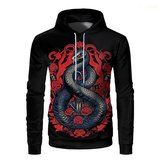 Snake and Rose Hoodie Black Snakes Store